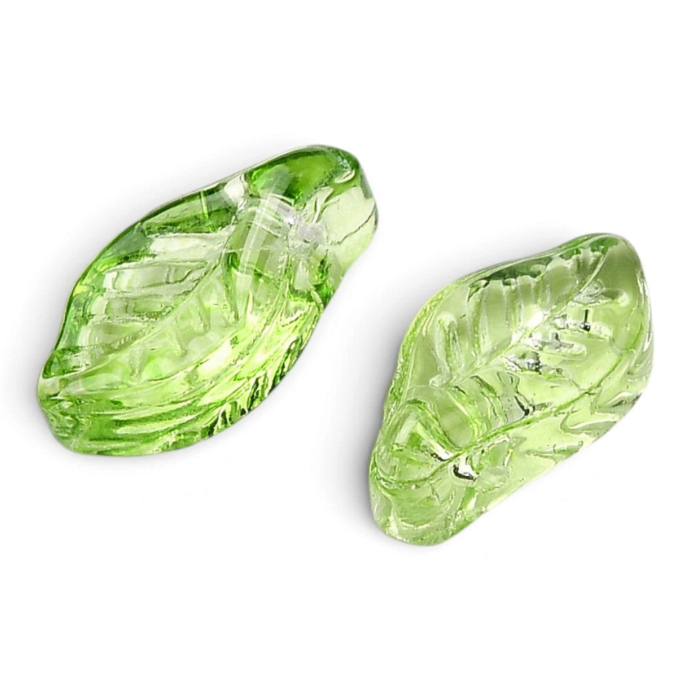 Perles de Verre en Forme de Feuille – Vert – 12 mm – Lot de 20