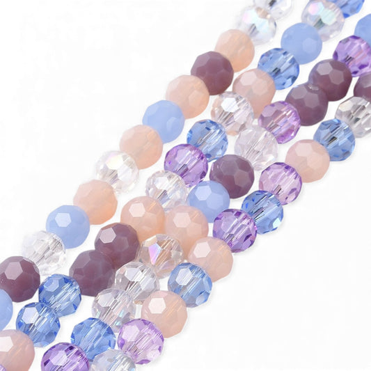 x1 Fil de Perles de Verre Facettées – Rondes 5,5 à 6,5 mm – Violet