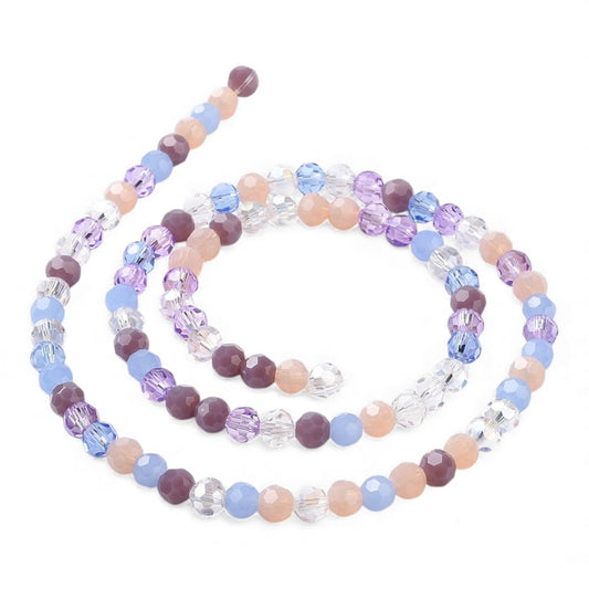 x1 Fil de Perles de Verre Facettées – Rondes 5,5 à 6,5 mm – Violet