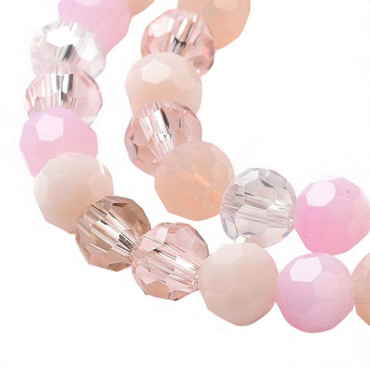 x1 Fil de Perles de Verre Facettées – Rondes 5,5 à 6,5 mm – Rose