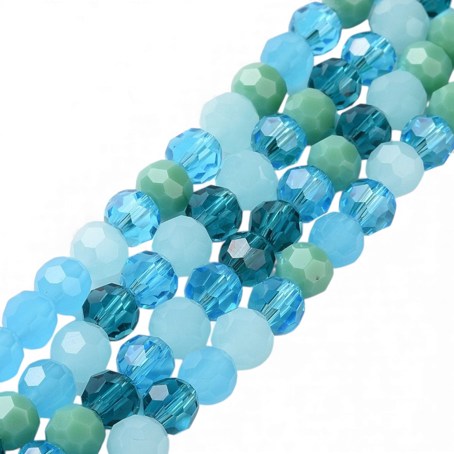 x1 Fil de Perles de Verre Facettées – Rondes 5,5 à 6,5 mm – Bleu/vert