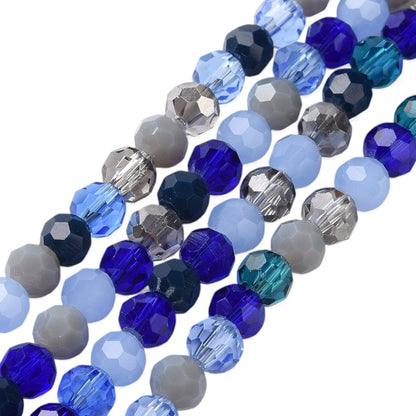 x1 Fil de Perles de Verre Facettées – Rondes 5,5 à 6,5 mm – Bleu