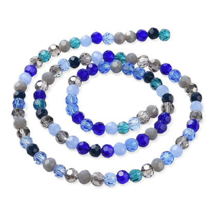 x1 Fil de Perles de Verre Facettées – Rondes 5,5 à 6,5 mm – Bleu
