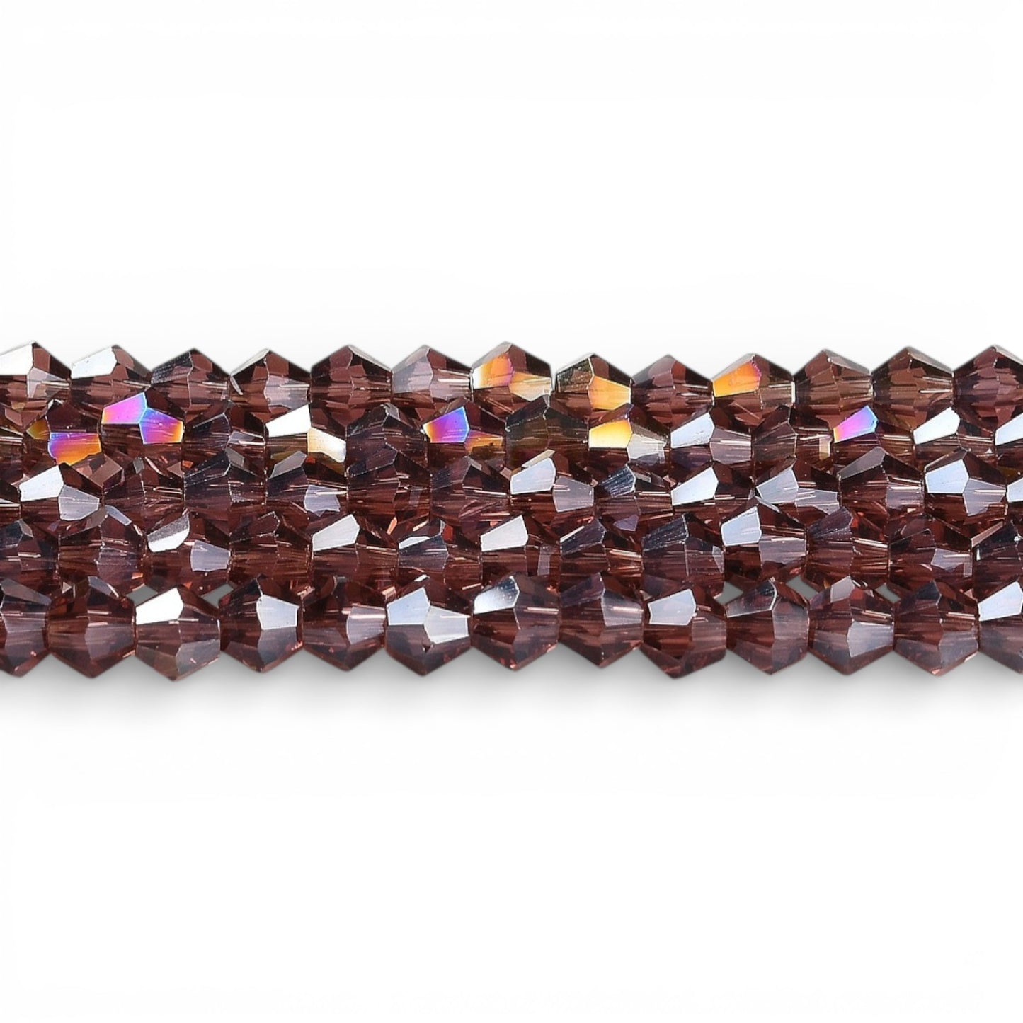 x1 Fil de Perles de Verre Transparentes Facettées – Biconiques 4 mm – Violet AB