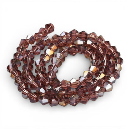 x1 Fil de Perles de Verre Transparentes Facettées – Biconiques 4 mm – Violet AB