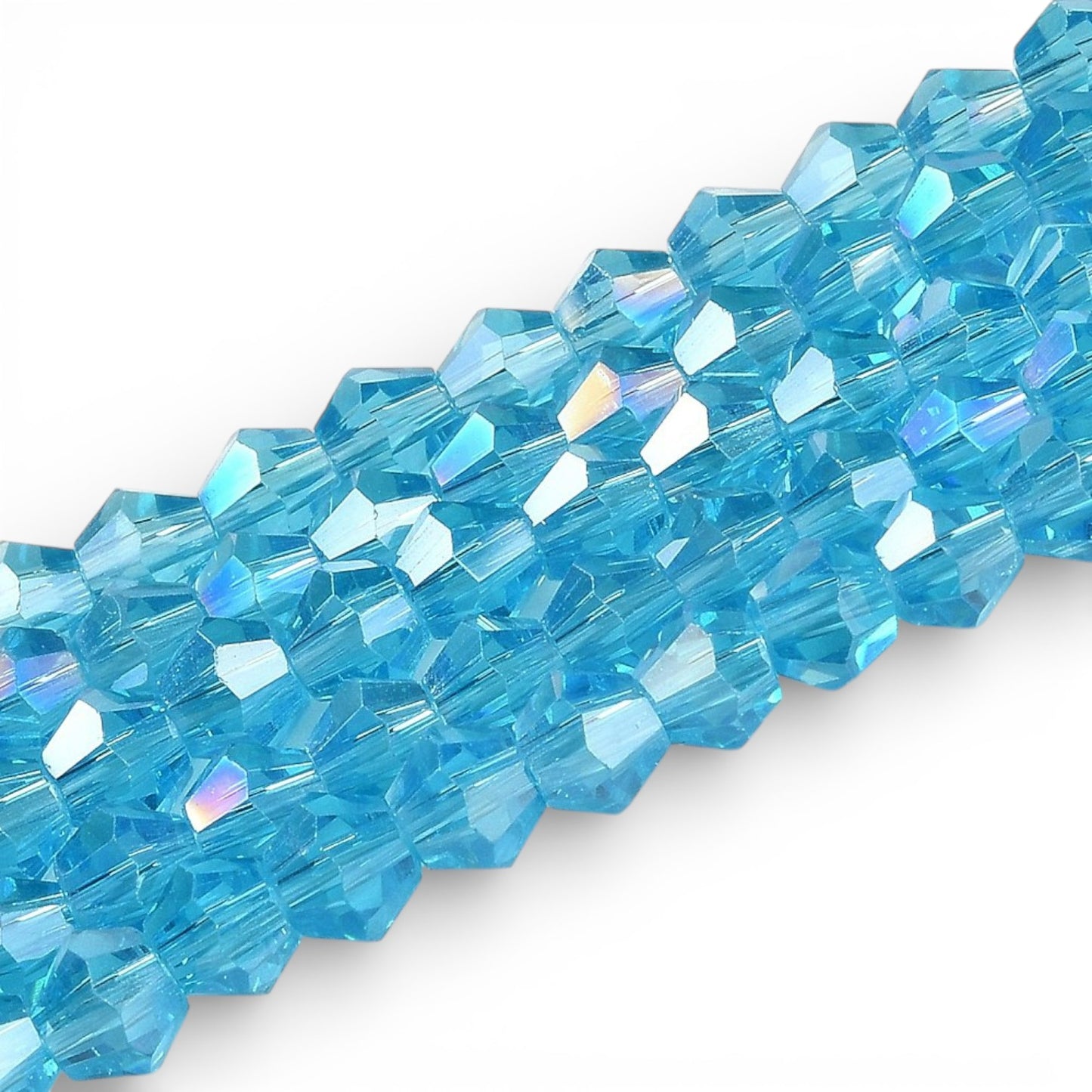 x1 Fil de Perles de Verre Transparentes Facettées – Biconiques 4 mm – Bleu profond AB