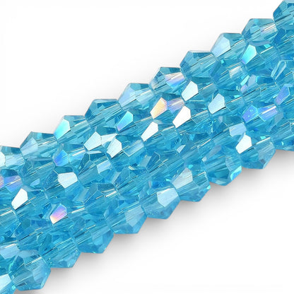 x1 Fil de Perles de Verre Transparentes Facettées – Biconiques 4 mm – Bleu profond AB