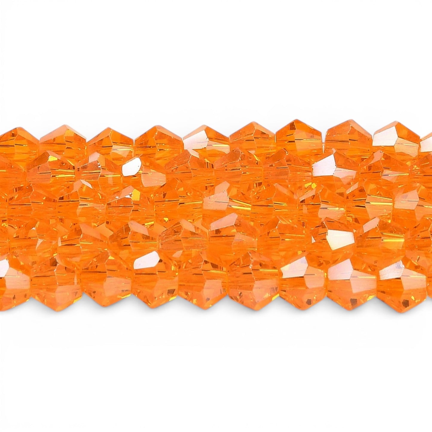 x1 Fil de Perles de Verre Transparentes Facettées – Biconiques 4 mm – Orange ou Orange AB