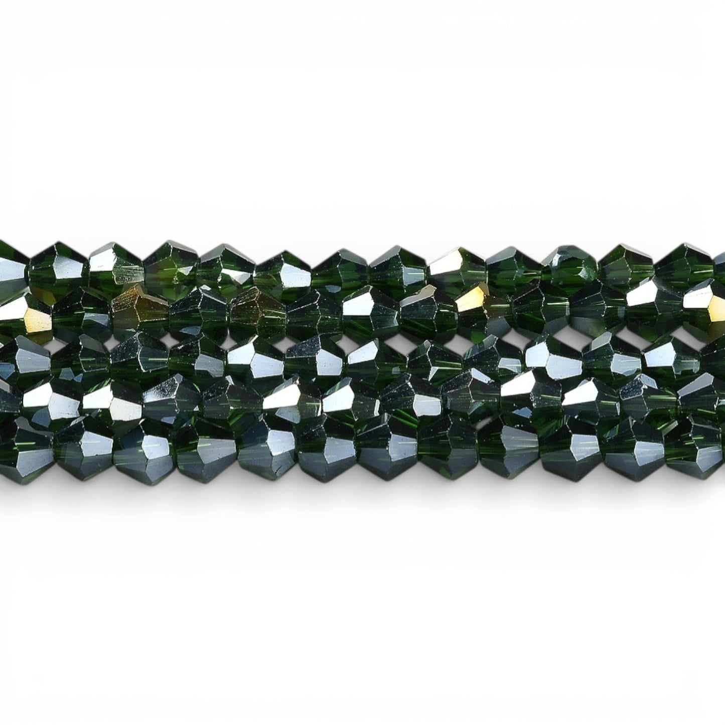 x1 Fil de Perles de Verre Transparentes Facettées – Biconiques 4 mm – Vert ou Vert AB