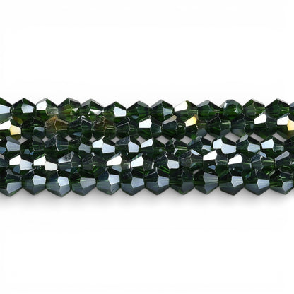 x1 Fil de Perles de Verre Transparentes Facettées – Biconiques 4 mm – Vert ou Vert AB