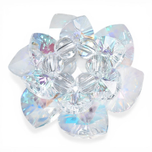 Perle Lotus en Verre Tissé – Bleu Métallisé ou Aurore Boréale – 35 mm – Compatible Tiges