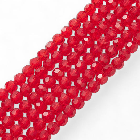 x1 Fil de Perles en Verre Facettées – 8 mm – Rouge, Vert ou Transparent (32 facettes)