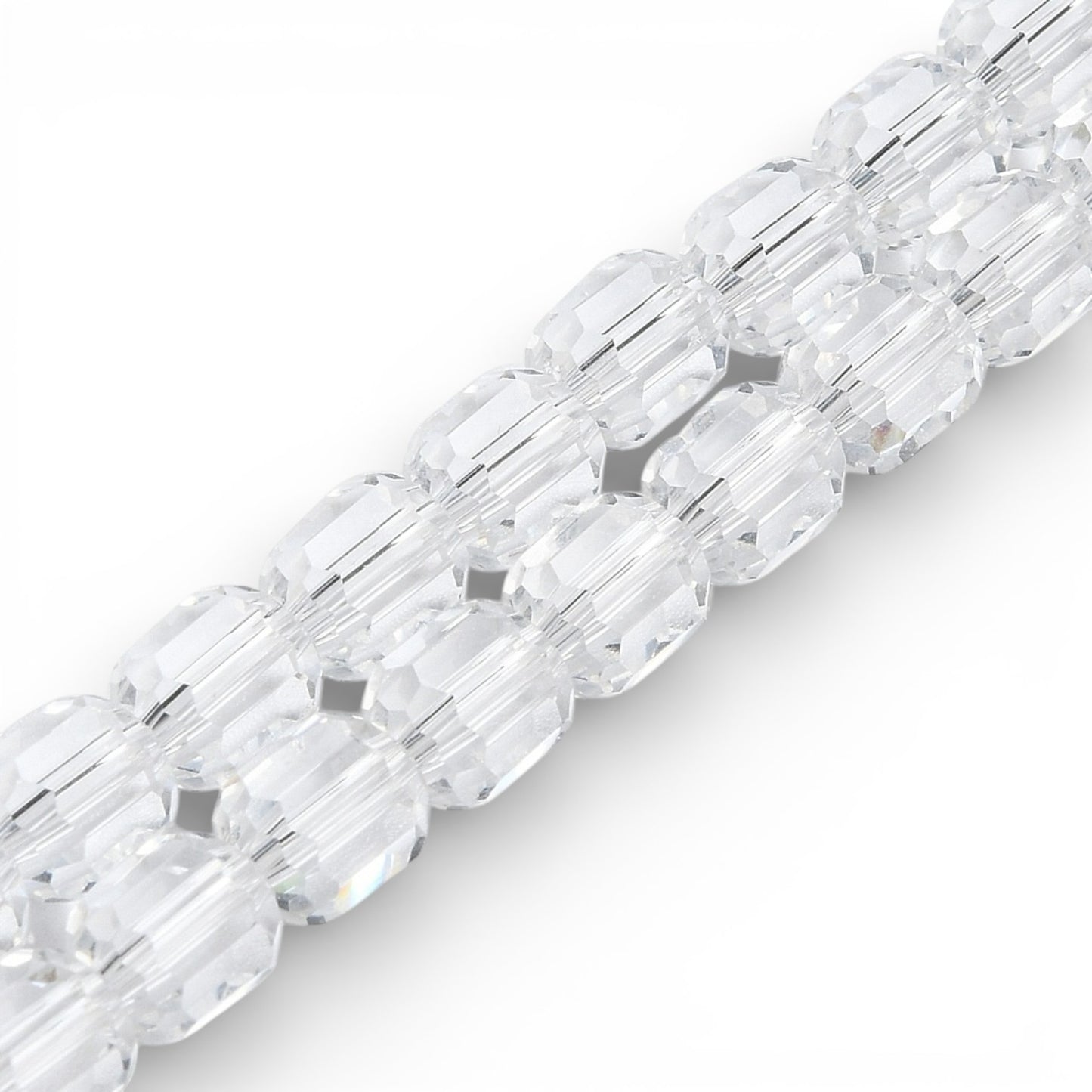 x1 Fil de Perles de verre transparentes – Cylindres à facettes – 7 x 6 mm