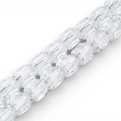 x1 Fil de Perles de verre transparentes – Cylindres à facettes – 7 x 6 mm