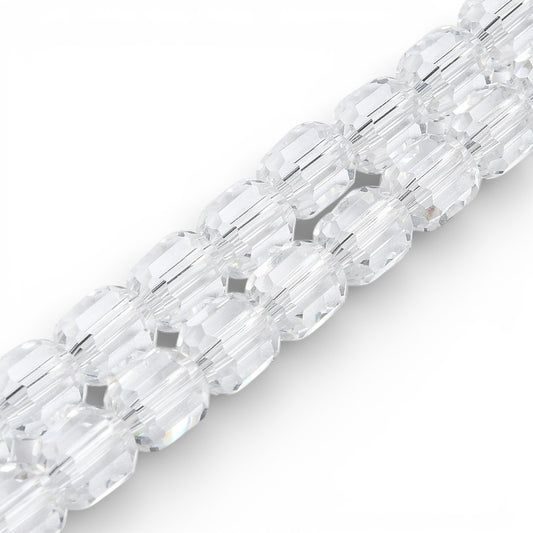 x1 Fil de Perles de verre transparentes – Cylindres à facettes – 7 x 6 mm