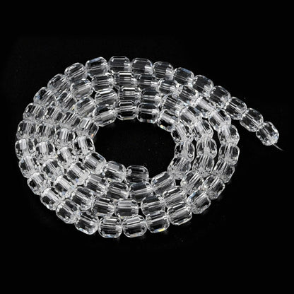 x1 Fil de Perles de verre transparentes – Cylindres à facettes – 7 x 6 mm