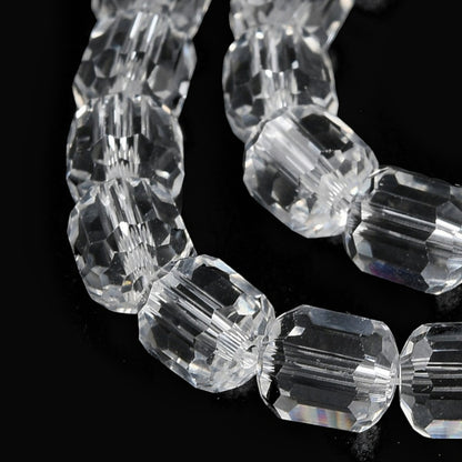 x1 Fil de Perles de verre transparentes – Cylindres à facettes – 7 x 6 mm