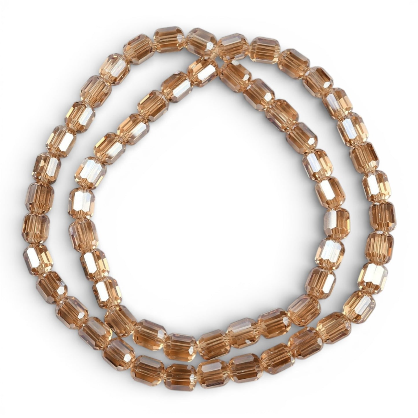 x1 Fil de Perles de verre électroplaquées – Cylindriques à facettes 9 x 7,5 mm – Champagne
