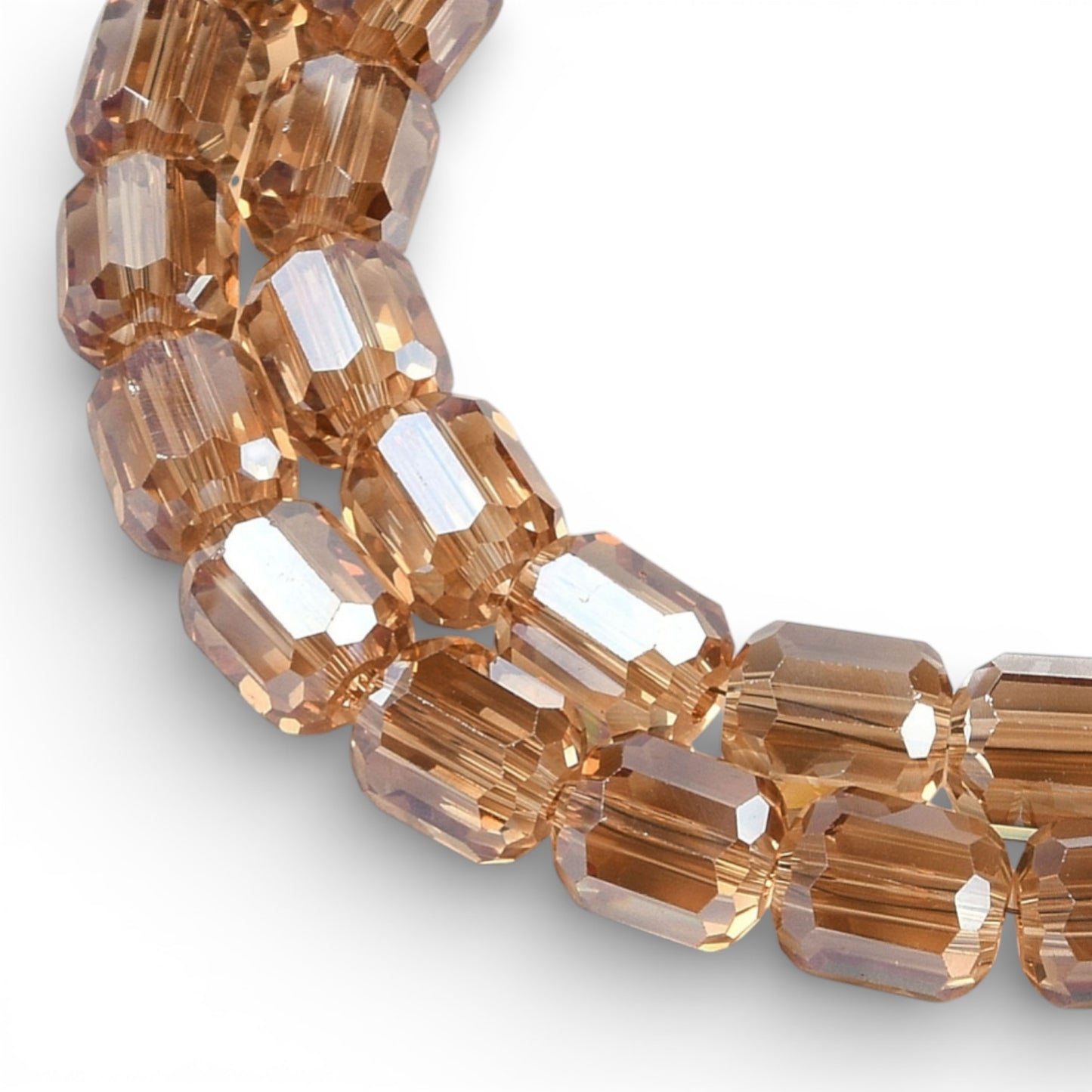 x1 Fil de Perles de verre électroplaquées – Cylindriques à facettes 9 x 7,5 mm – Champagne
