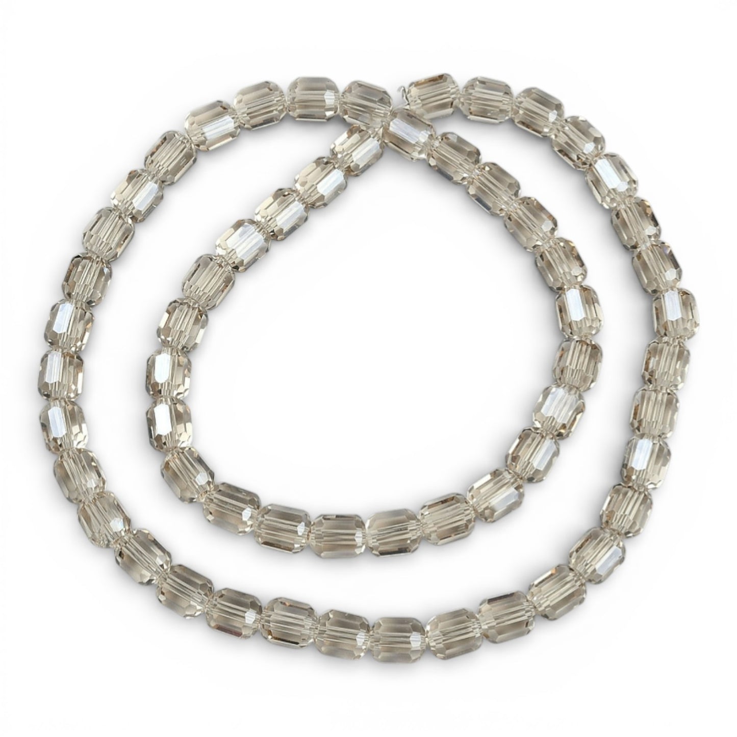 x1 Fil de Perles de verre électroplaquées – Cylindriques à facettes 9 x 7,5 mm – Champagne Clair