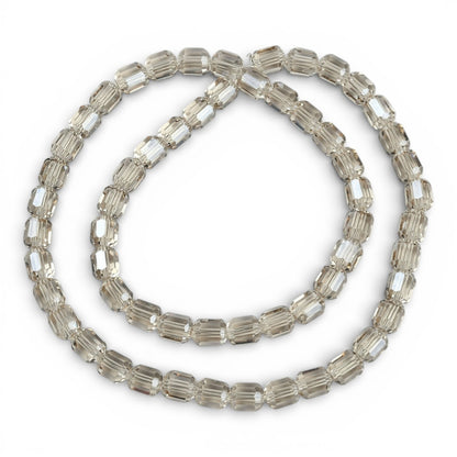x1 Fil de Perles de verre électroplaquées – Cylindriques à facettes 9 x 7,5 mm – Champagne Clair