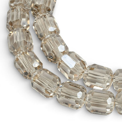 x1 Fil de Perles de verre électroplaquées – Cylindriques à facettes 9 x 7,5 mm – Champagne Clair