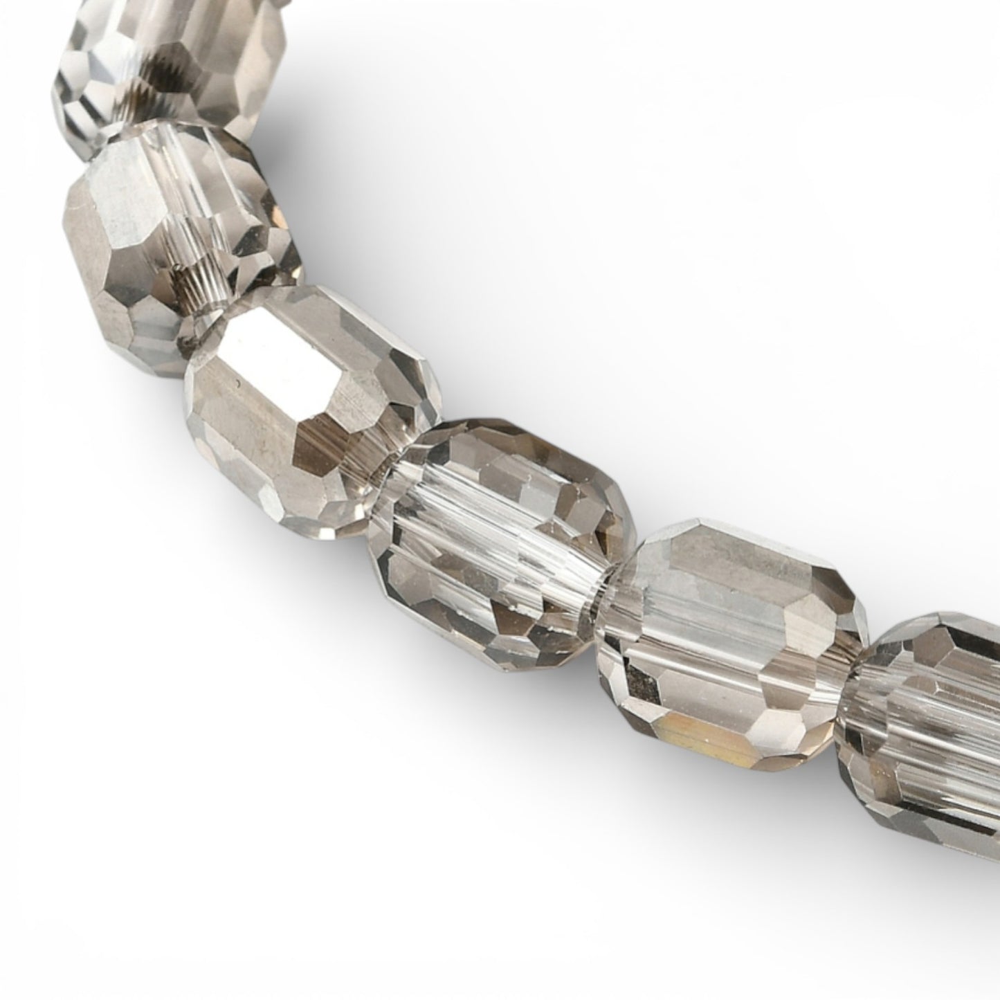 x1 Fil de Perles de verre électroplaquées – Cylindriques à facettes 9 x 7,5 mm – Argenté