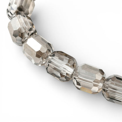 x1 Fil de Perles de verre électroplaquées – Cylindriques à facettes 9 x 7,5 mm – Argenté