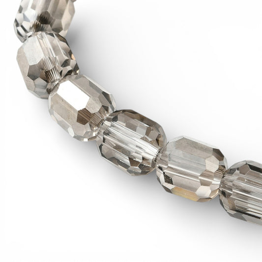x1 Fil de Perles de verre électroplaquées – Cylindriques à facettes 9 x 7,5 mm – Argenté