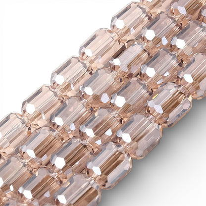 x1 Fil de Perles de verre électroplaquées – Cylindriques à facettes 9 x 7,5 mm – Violine