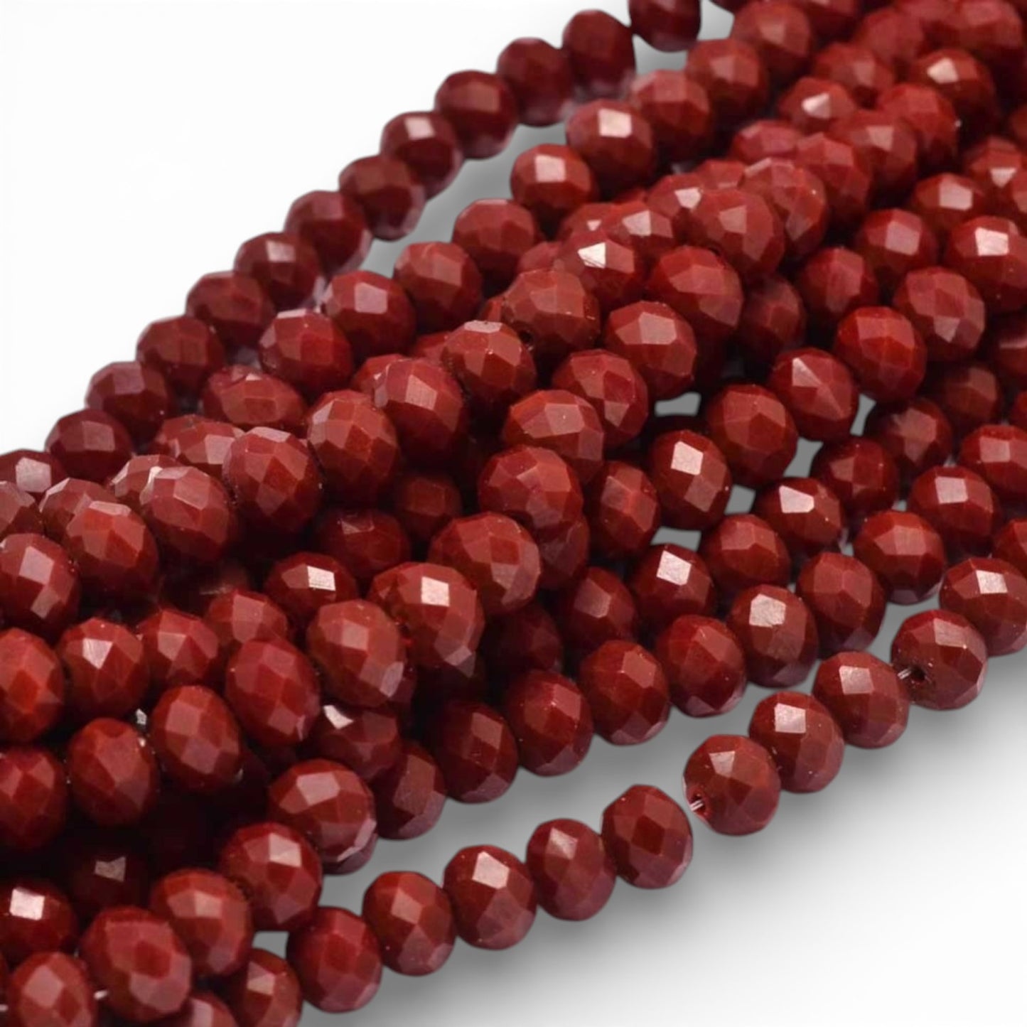 x1 Fil de Perles en Verre Facettées Rondelles – Rouge Bordeaux – 8 x 6 mm
