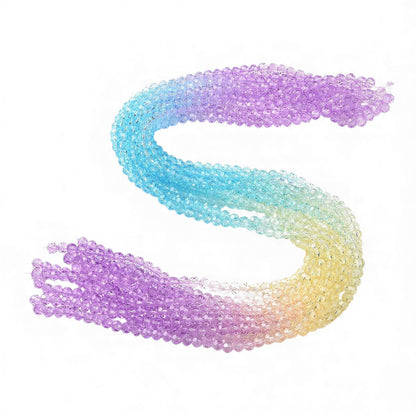 Fil de Perles de Verre Transparentes à Facettes – Violet/bleu/jaune – Ø 5,5 à 6 mm (50 cm)
