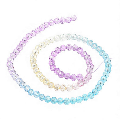 Fil de Perles de Verre Transparentes à Facettes – Violet/bleu/jaune – Ø 5,5 à 6 mm (50 cm)