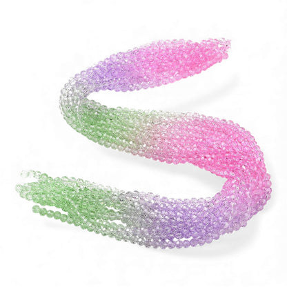 x1 Fil de Perles de Verre Transparentes à Facettes – Rose/vert/violet – Ø 5,5 à 6 mm (50 cm)