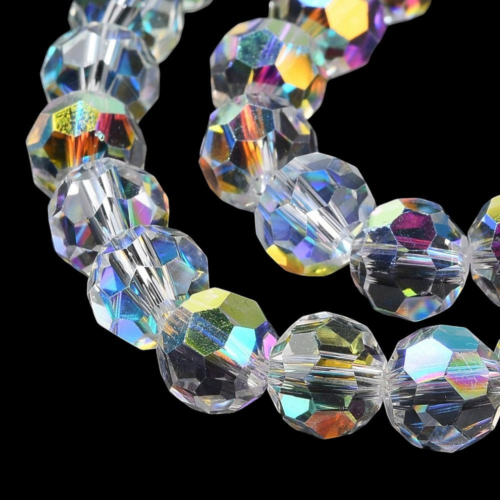 Fil de Perles de Verre Électroplaquées AB à Facettes – Rondelles Transparentes