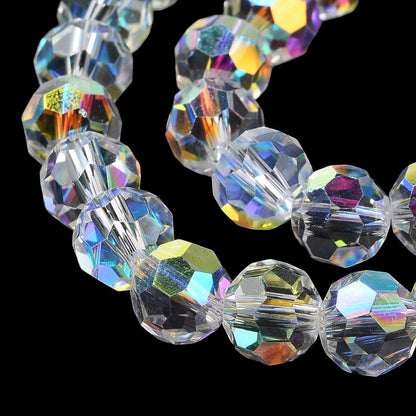 Fil de Perles de Verre Électroplaquées AB à Facettes – Rondelles Transparentes