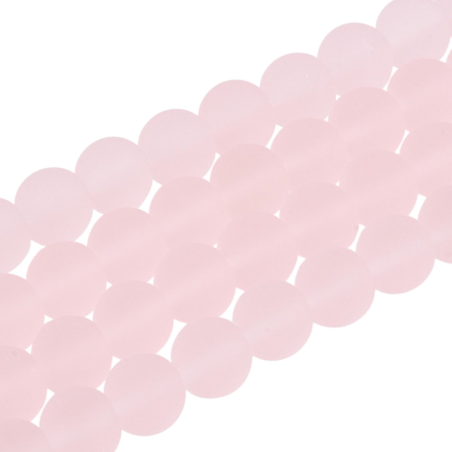 x1 Fil de Perles de Verre Givrées Roses – Rondes – 8 à 8,5 mm