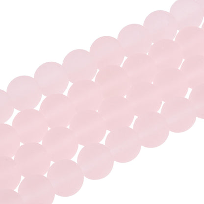 x1 Fil de Perles de Verre Givrées Roses – Rondes – 8 à 8,5 mm