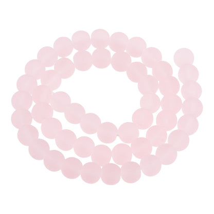 x1 Fil de Perles de Verre Givrées Roses – Rondes – 8 à 8,5 mm