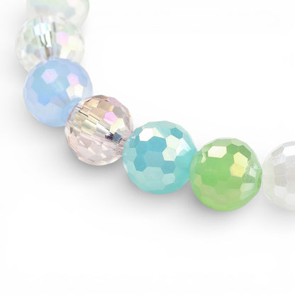 x1 Fil de Perles en Verre Électroplaqué à Facettes – Bleu, Rose et Vert – 8 mm
