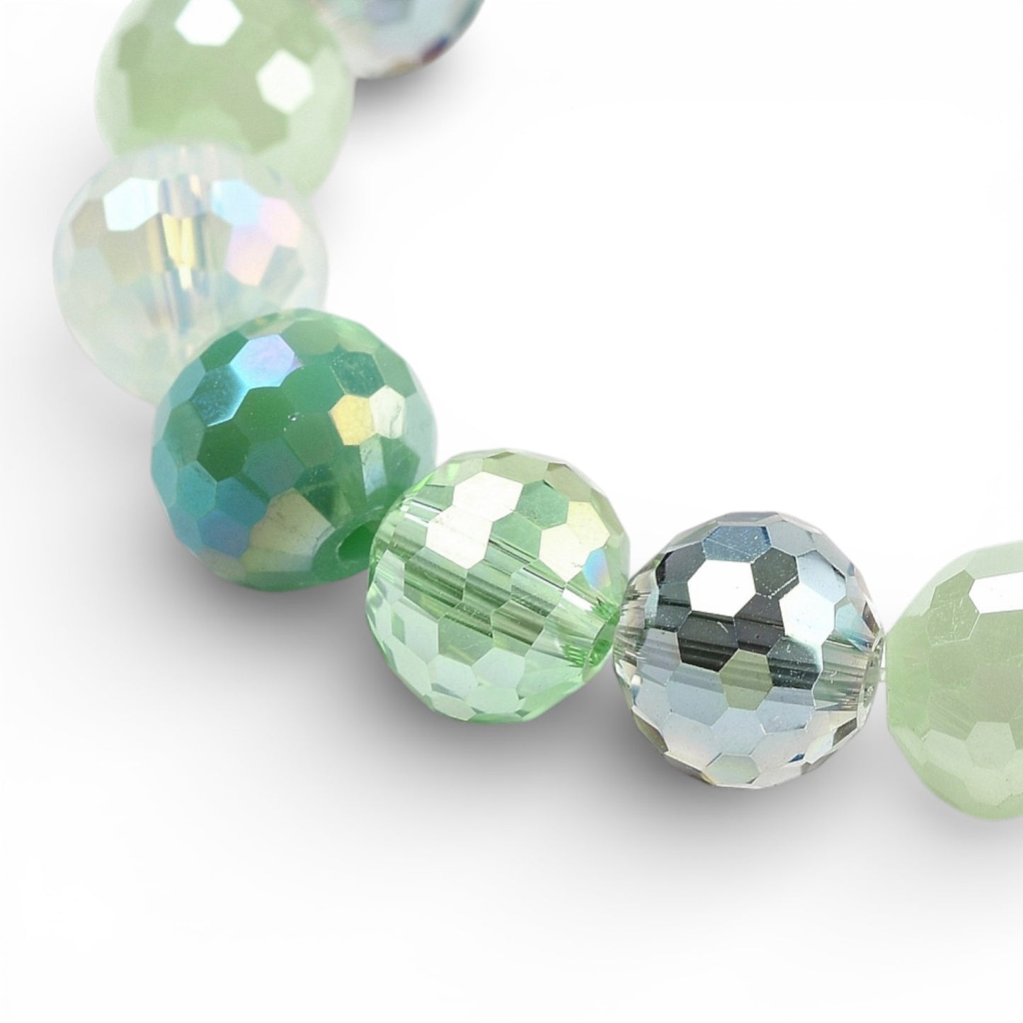 x1 Fil de Perles en Verre Électroplaqué à Facettes – Dégradé de verts – 8 mm