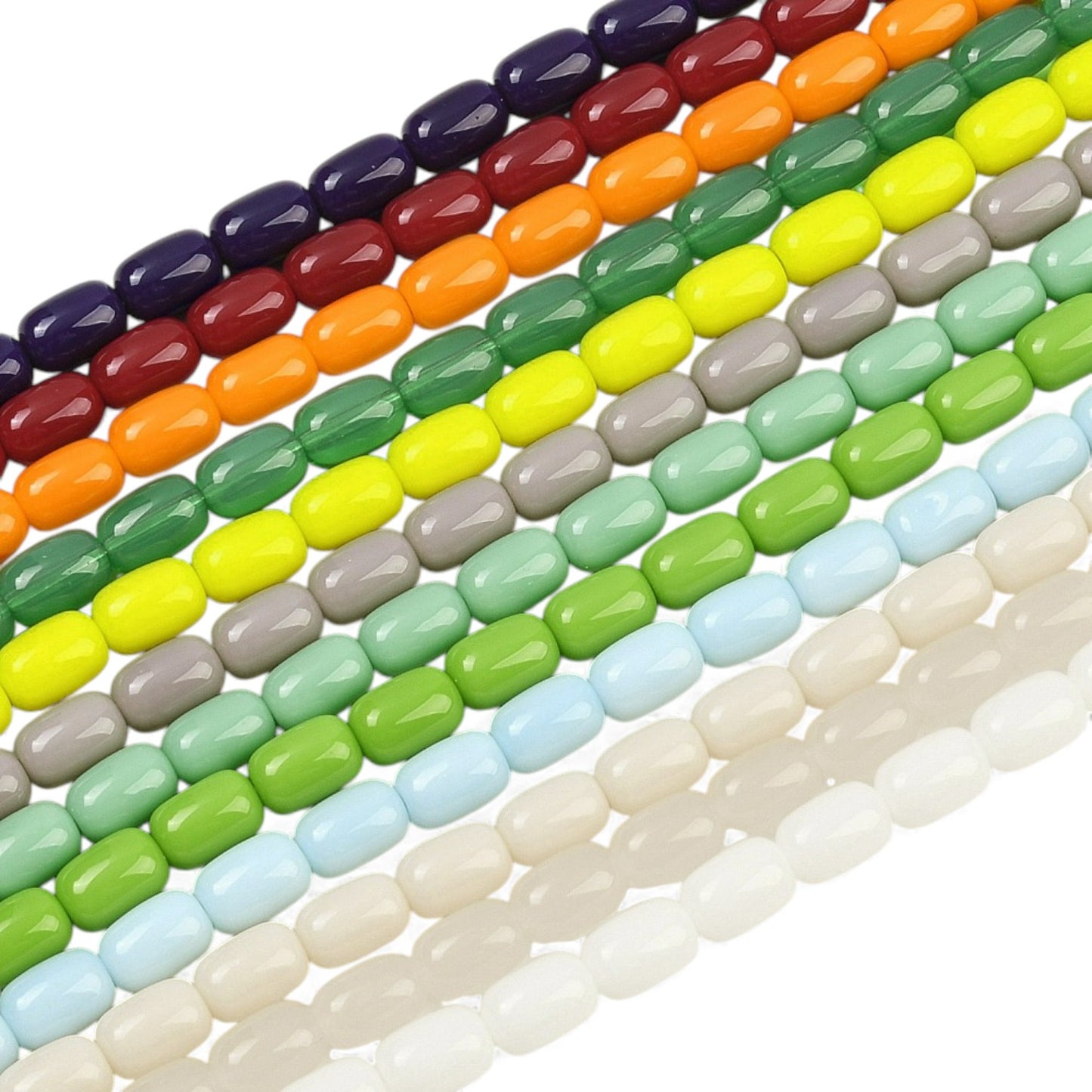 x1 Fil de Perles en Verre – Forme Tonneau “Tictac” – 9 x 6 mm