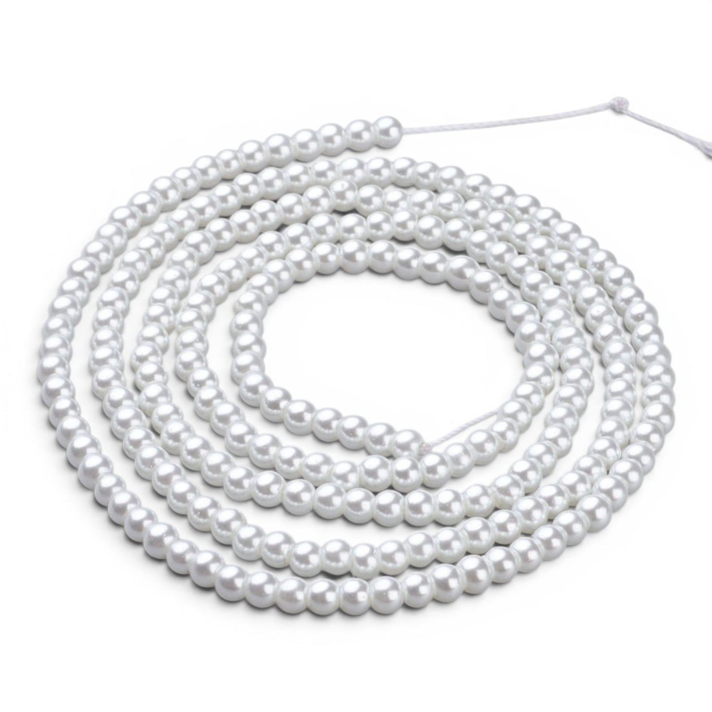 Fil de Perles en verre nacré – 4/5 ou 6 mm – Noires ou Blanches
