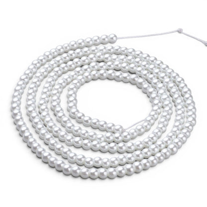 Fil de Perles en verre nacré – 4/5 ou 6 mm – Noires ou Blanches