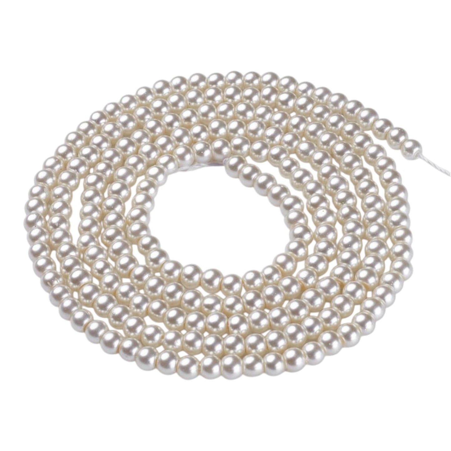 Fil de Perles en verre nacré – 4/5 ou 6 mm – Noires, Blanches ou Ivoires