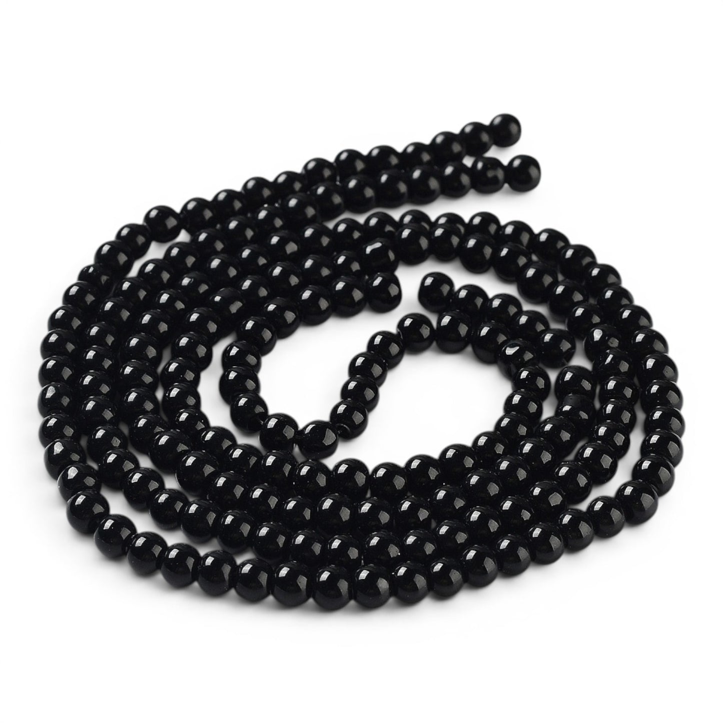 Fil de Perles en verre nacré – 4/5 ou 6 mm – Noires ou Blanches