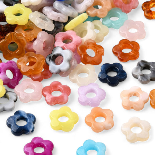 x20 Perles Fleurs Bicolores Transparentes – Acrylique – 14 mm