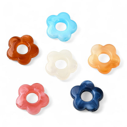 x20 Perles Fleurs Bicolores Transparentes – Acrylique – 14 mm