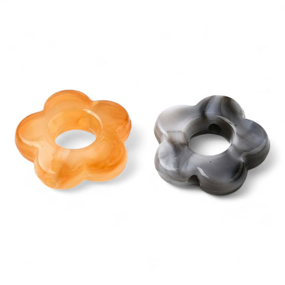 x20 Perles Fleurs Bicolores Transparentes – Acrylique – 14 mm