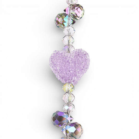 x1 Fil de Perles en Verre Électroplaqué – Gouttes, Ovales Facettées et Cœur Sucré – Violet